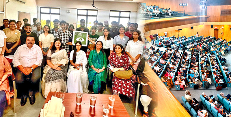 Michelle delivers a lecture at Ramanujan College, University of Delhi