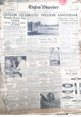 Ceylon Observer, front cover 1949 February 4 