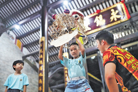 Young Lion Dancers working hard on their skills