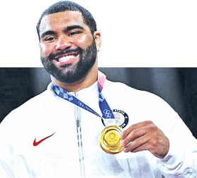 Gable Steveson of the USA who won the gold in the men’s 125kg category