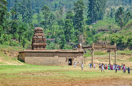 The Hindu temple in the old town of Maskeliya which was submerged