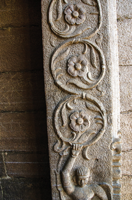 Floral motifs of stone door carvings of the submerged temple