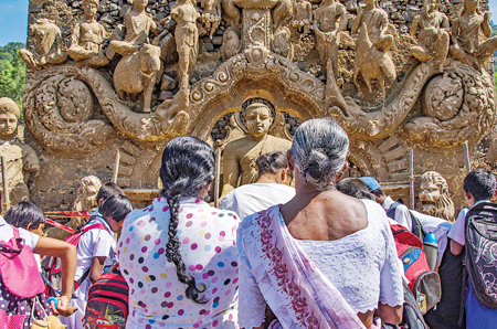 Kotmale old villagers who settle in Mahaweli lands, come to venerate the temple when it re-surfaces