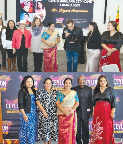 Actor Sriyani Amarasena being feted by the Ceylon Film Festival Foundation at Santa Barbara in California