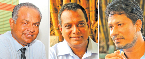 From left: Chairman, Rupavahini Corporation, Dr. Prasad Samarasinghe, Director, Programs, Rupavahini Corporation, Indika Marasinghe and Program Producer Bandara Manikdiwela.