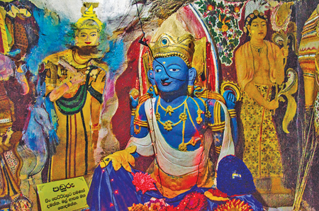 The statue of deity Vishnu in the cave shrine belonging to the Kandyan period  