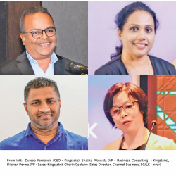 From left: Duleep Fernando (CEO - Kingslake), Shalika Pituwala (VP - Business Consulting - Kingslake), Dilshan Perera (VP - Sales -Kingslake) and Chorin Osafune (Sales Director, Channel Business, SG/LK - Infor)