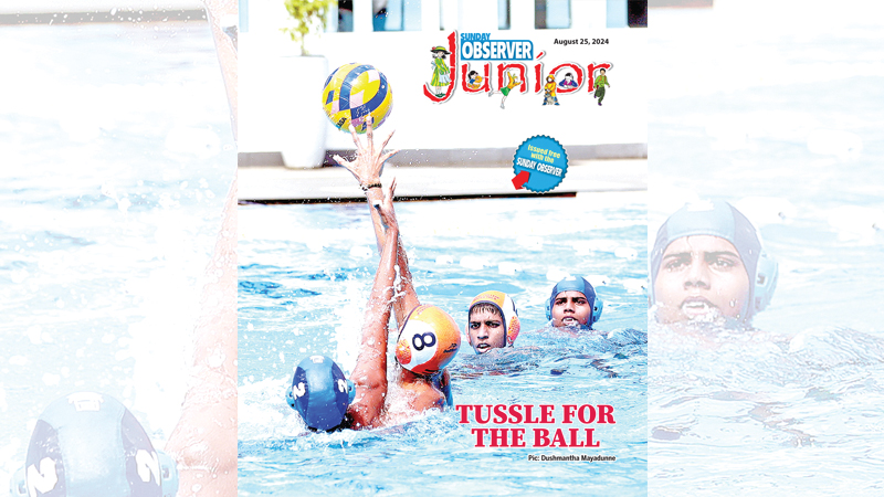 01-Jun-Cover Young athletes dive into action during the Water Polo League Tournament, Under 13 category as Royal College took on Nalanda College last Sunday. The match organised by the Sri Lanka Aquatic Sports Union, took place at the Air Force Swimming Pool Complex in Ratmalana.