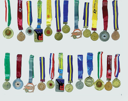 Some medals he had won as an allrounder