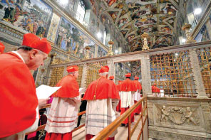 Cardinals entering the Sistine Chapel