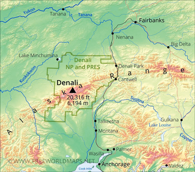 Map of Mount Denali