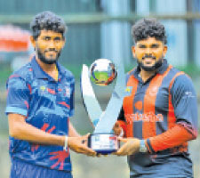 CCC Captain Wanindu Hasaranga (right) and Dushan Hemantha (Panadura SC Captain)Pic courtesy SLC