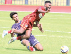 Action from the match between New Star SC and Blue Star SC