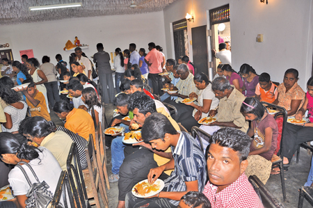 People having meals in the dansala