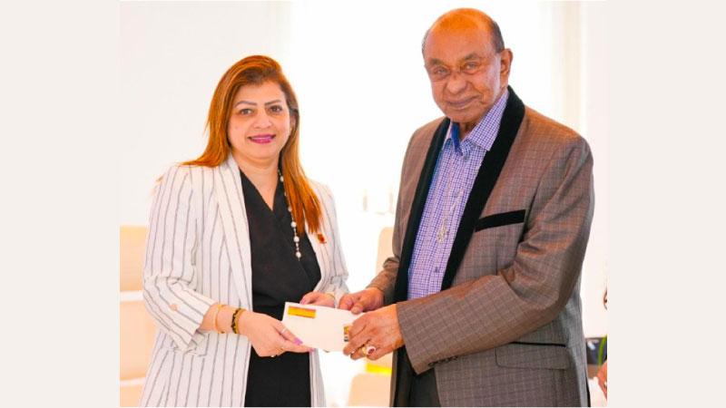 Chairman of Sri Lanka Foundation International, Dr. Walter Jayasinghe has appointed Ms. Farida Chittalwala (formerly known as Farida Lukmanjee) as the Global Ambassador of Projects and Development to propel the organisation towards international expansion. Pic: Herbert Perera
