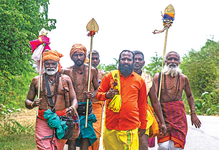 ‘Vel’ carrying swamis at Katagamuwa on their final leg to Kataragama