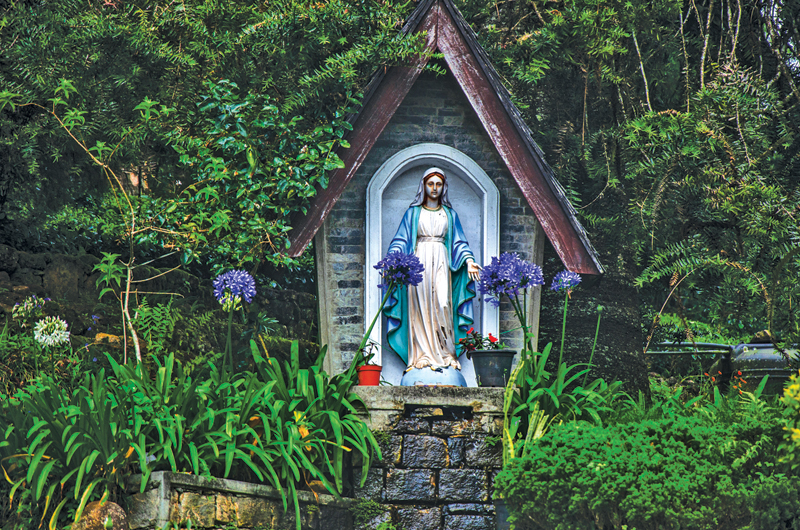 The statues erected in the flower garden of Adisham