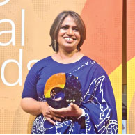 Town planner and civil engineer, Dr. Nadeesha Chandrasena with
the award